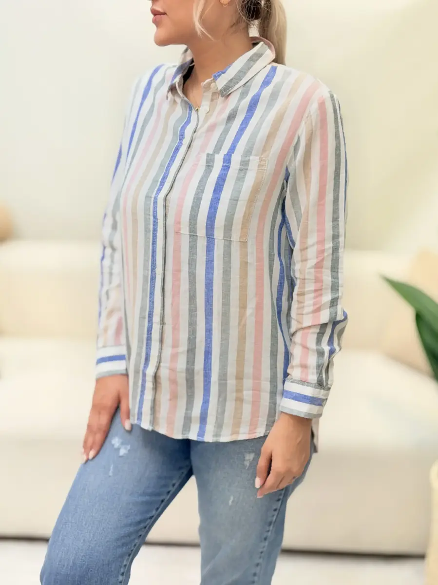 شومیز راه راه رنگی gina