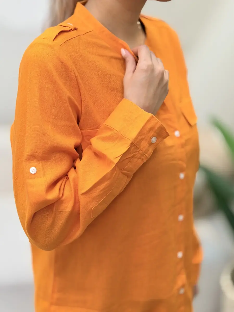شومیز نارنجی لینن