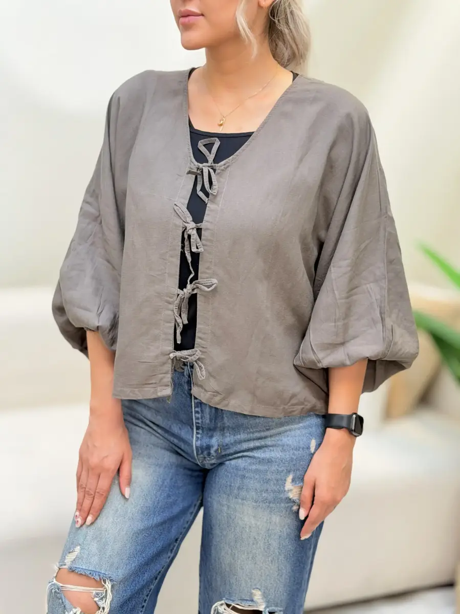 شومیز لینن جلوبند خور (رنگبندی)