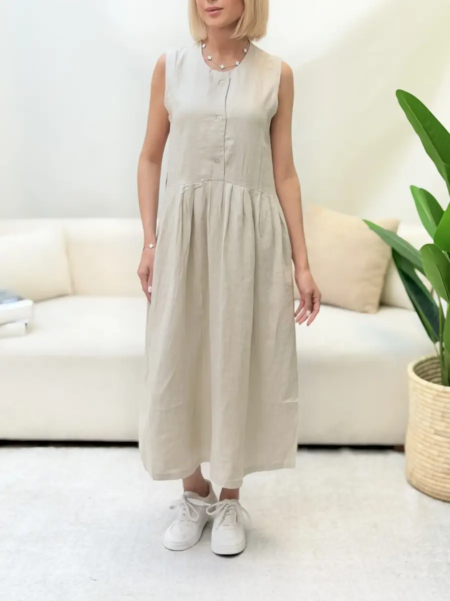 پیراهن لینن asos (کرم/مشکی)