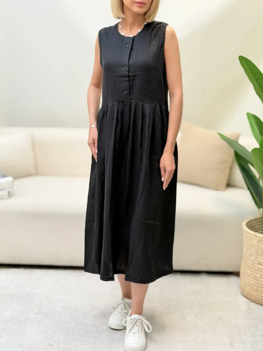 پیراهن لینن asos (کرم/مشکی)