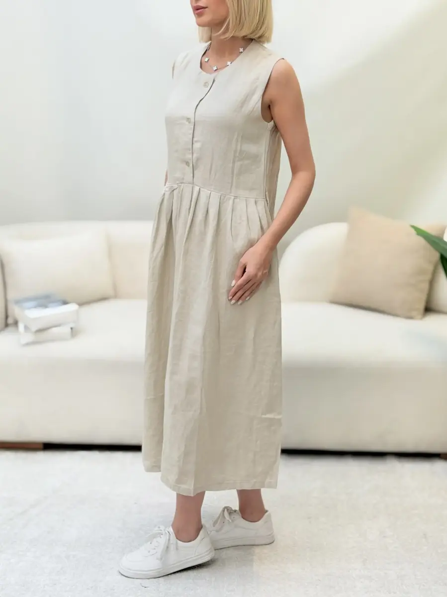 پیراهن لینن asos (کرم/مشکی)
