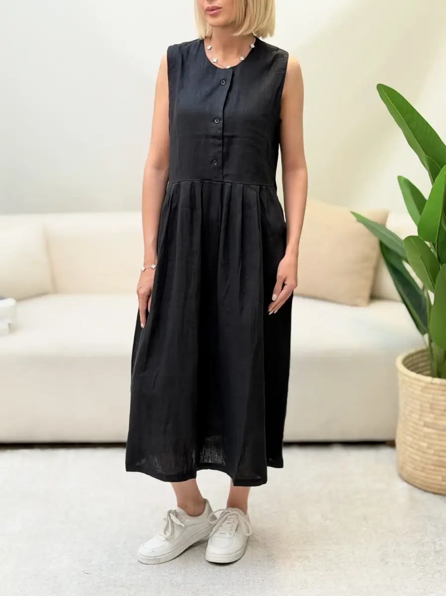 پیراهن لینن asos (کرم/مشکی)