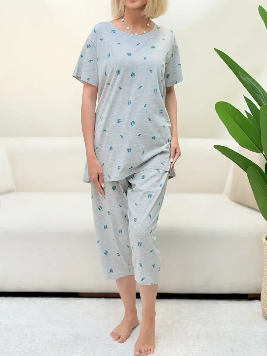 ست h&m طوسی طرح دمپایی