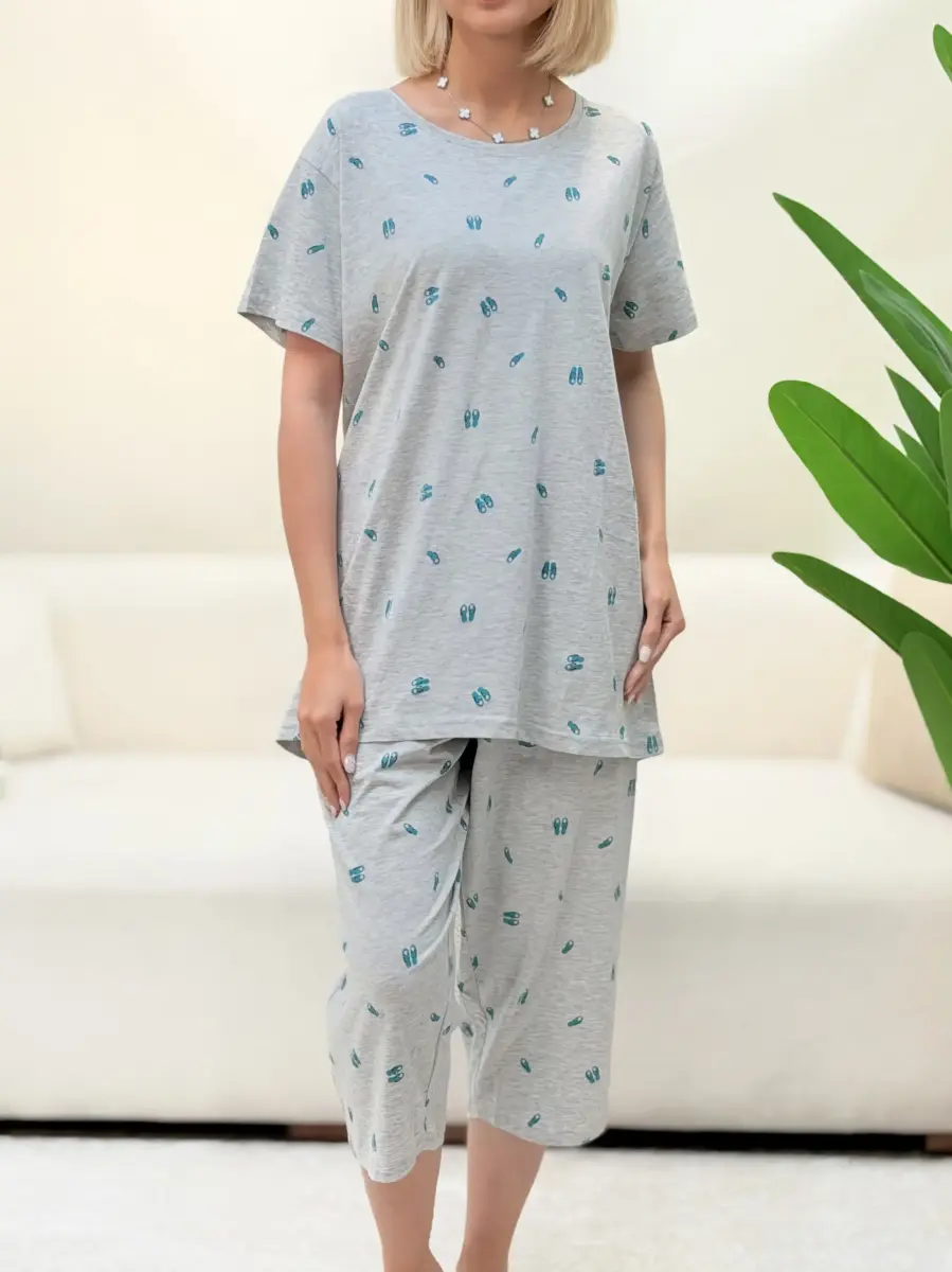 ست h&m طوسی طرح دمپایی