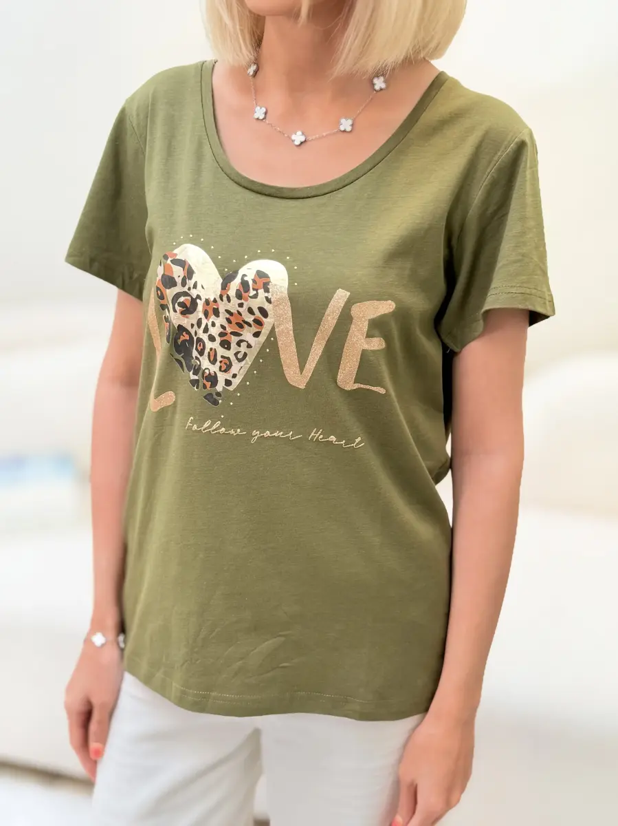تیشرت چاپ دار سبز (LOVE)