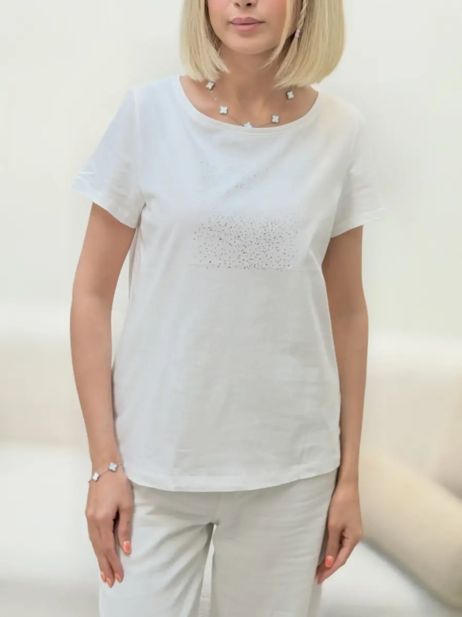 تیشرت سفید نقره کوب