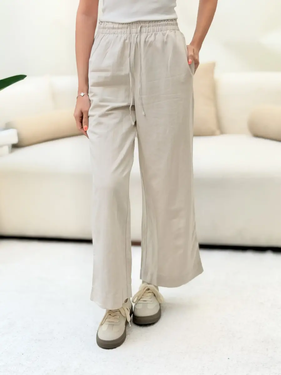 شلوار لینن کرم h&m