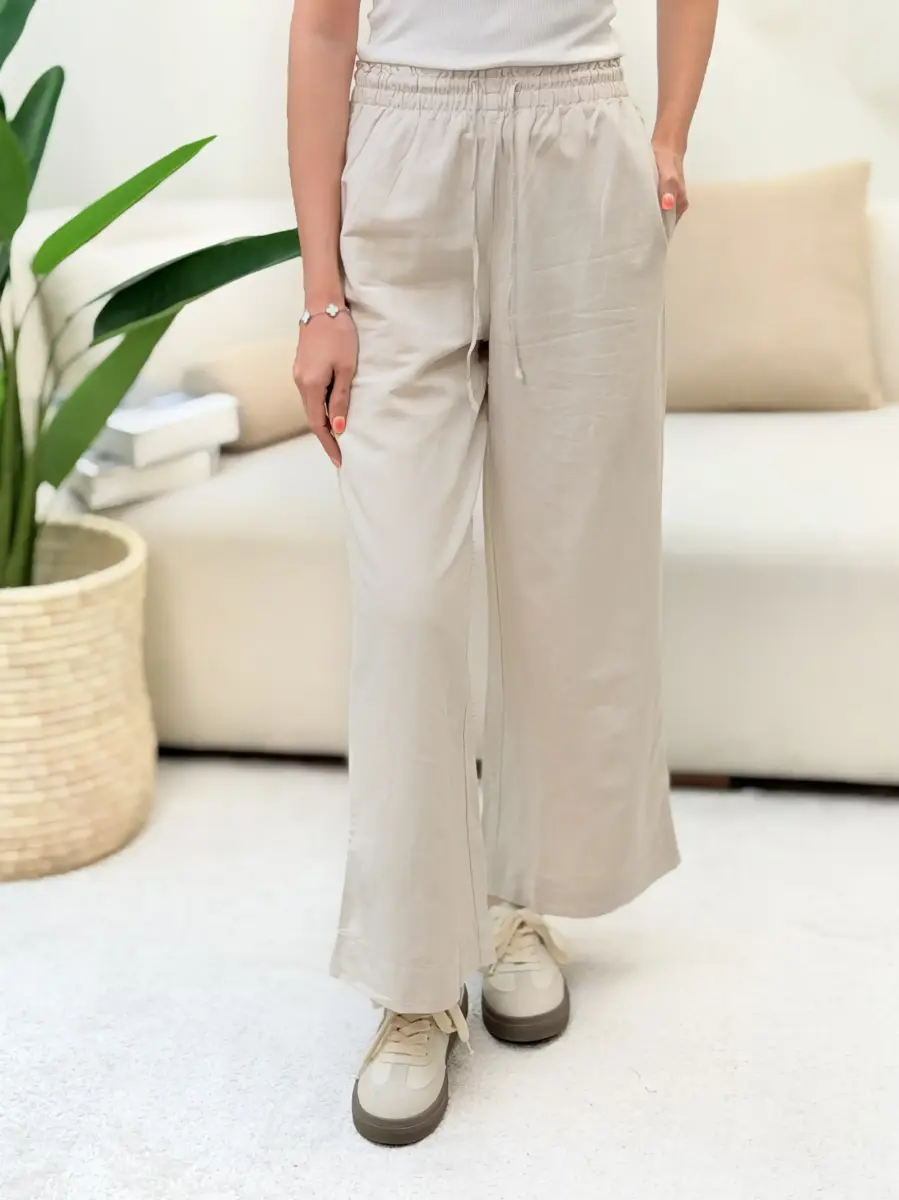 شلوار لینن کرم h&m