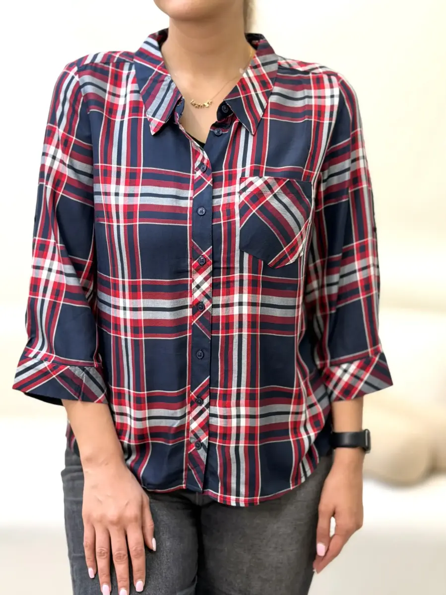 شومیز چهارخانه مولتی بلو(2رنگ)