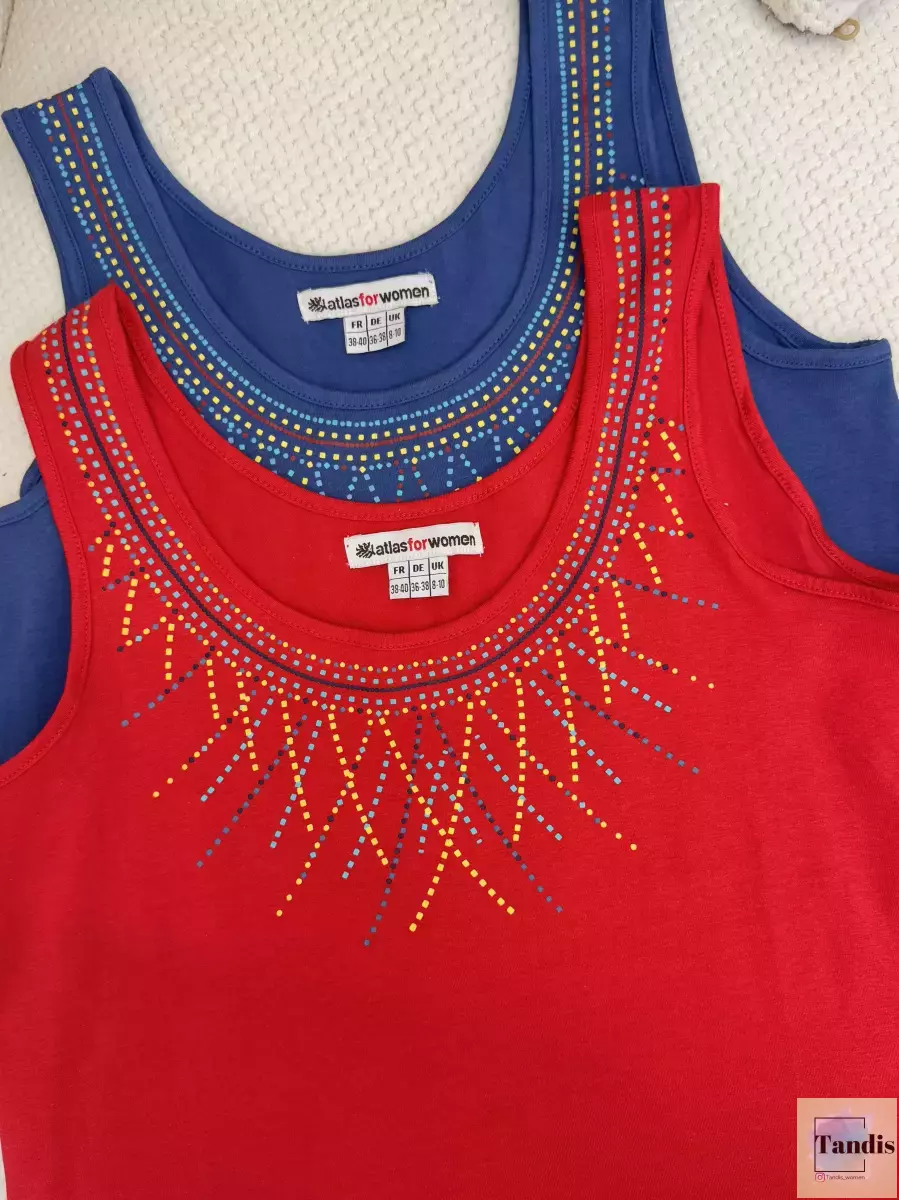 تاپ چاپ دار (آبی/قرمز)