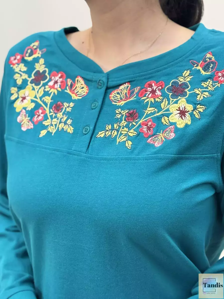 دورس گلدوزی شده سبزآبی