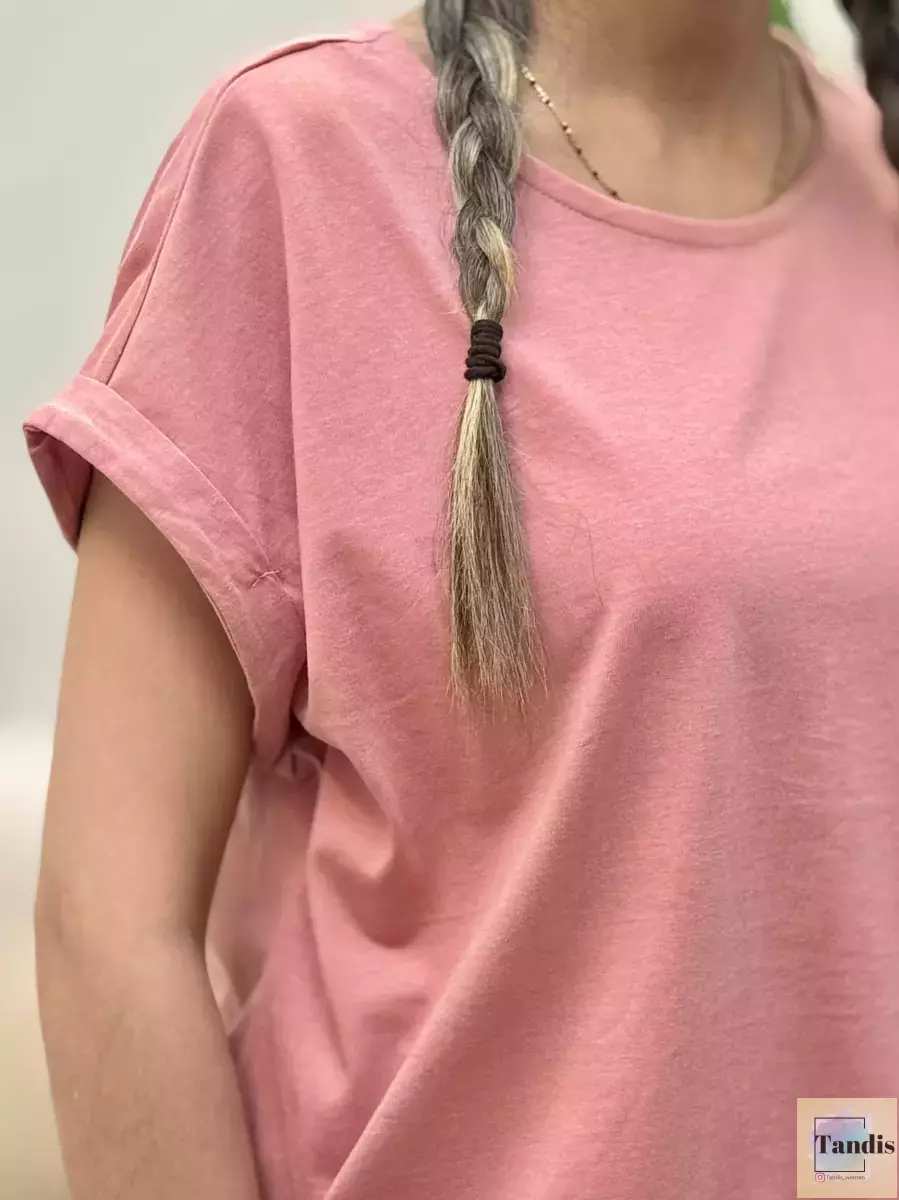 تیشرت سرشانه دکمه ساده