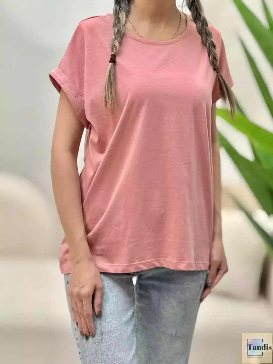 تیشرت سرشانه دکمه ساده