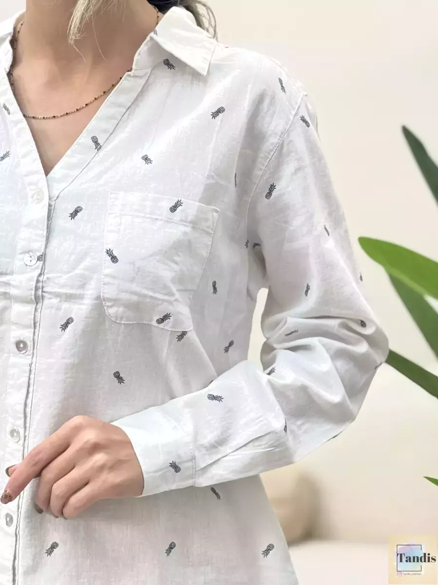 شومیز سفید طرح آناناس