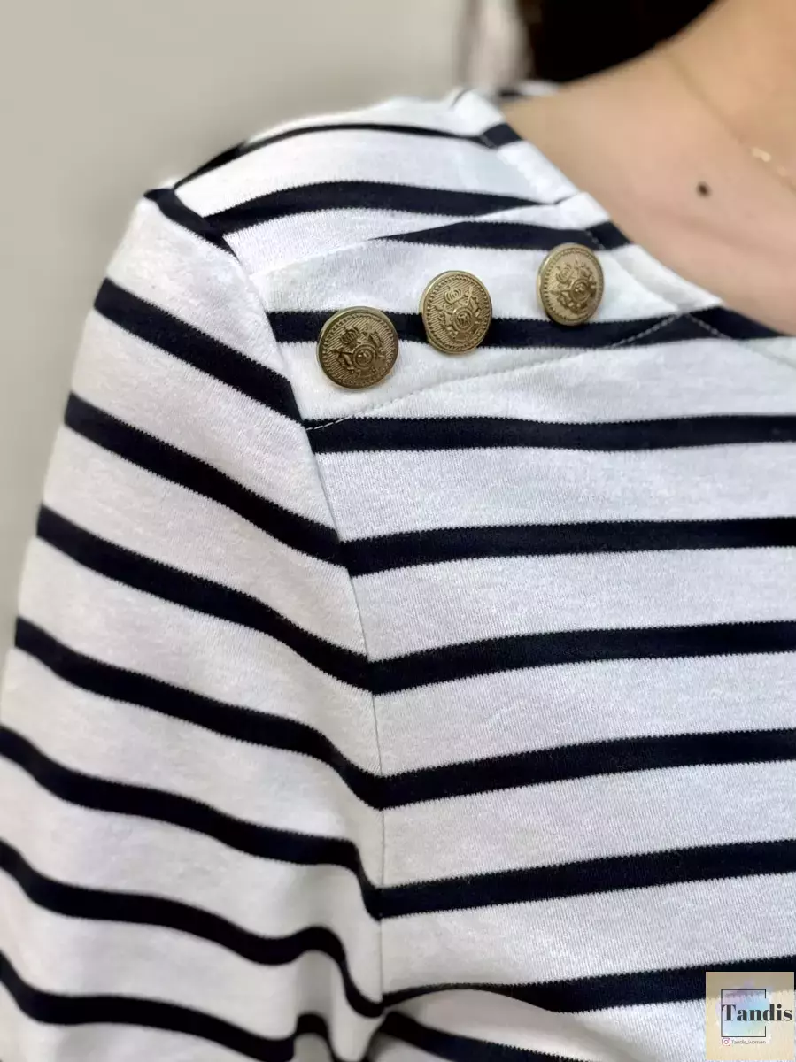 تیشرت آستین بلند راه راه(سرشانه دکمه)