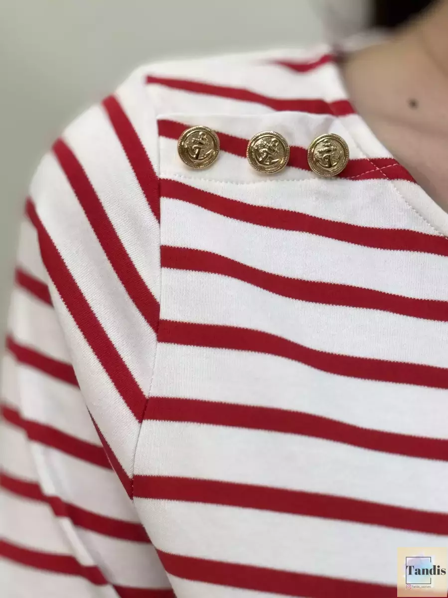 تیشرت آستین بلند راه راه(سرشانه دکمه)