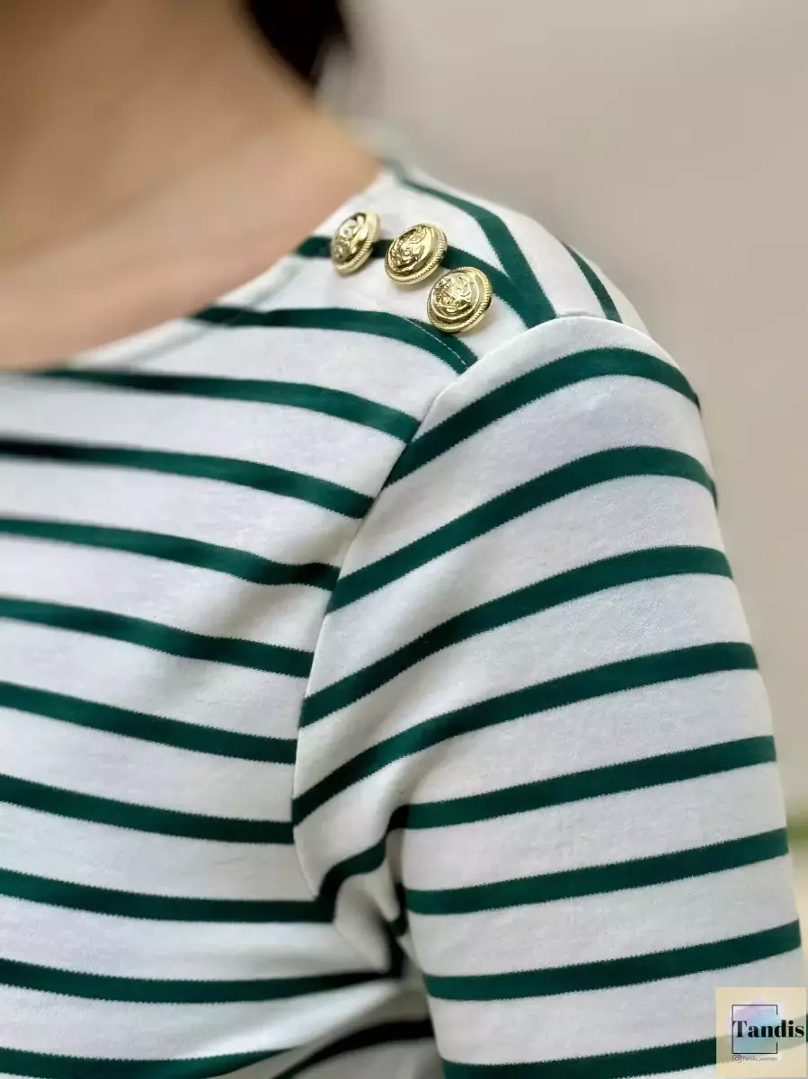 تیشرت آستین بلند راه راه(سرشانه دکمه)