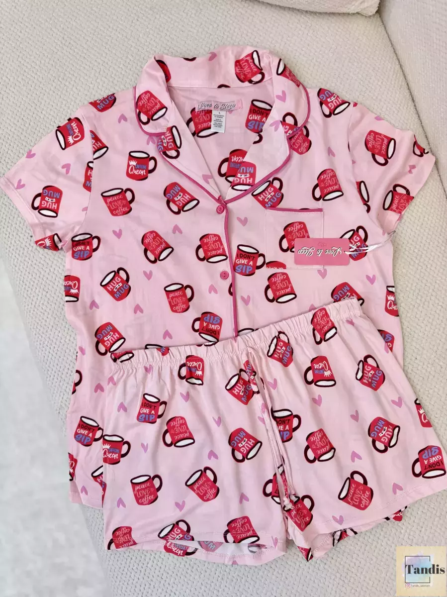 ست تیشرت شلوارک جلو دکمه طرحدار