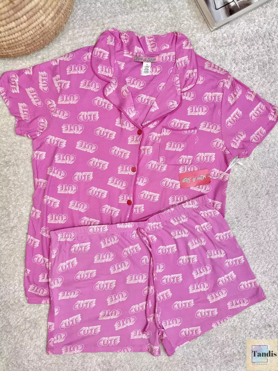 ست تیشرت شلوارک جلو دکمه طرحدار