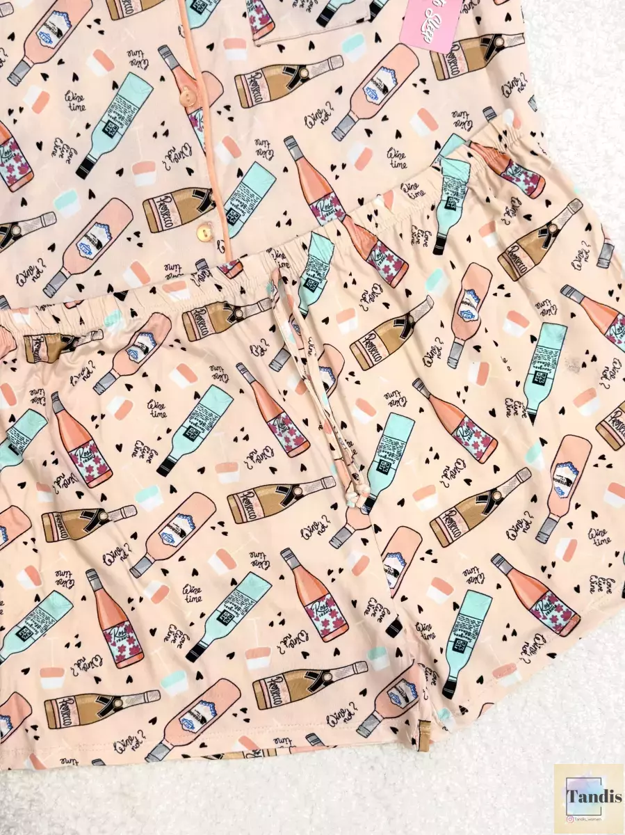 ست تیشرت شلوارک جلو دکمه طرحدار