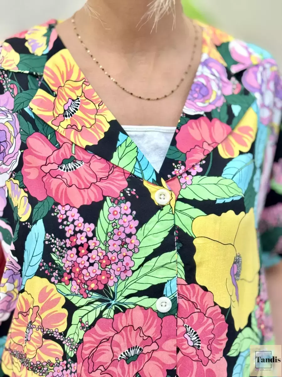 شومیز نخی گل گلی