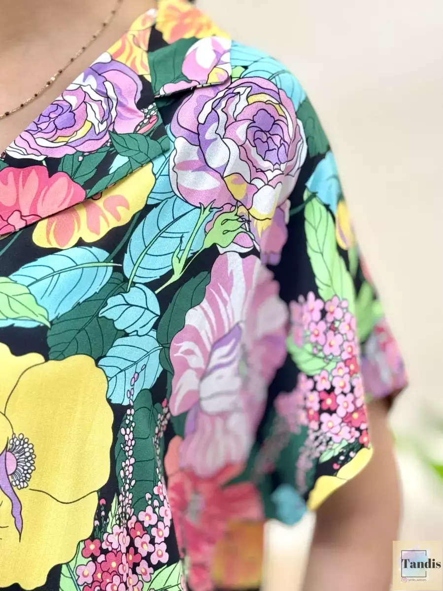 شومیز نخی گل گلی