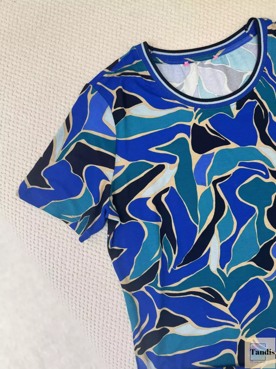 تیشرت ویسکوز طرحدار(آبی تیره)