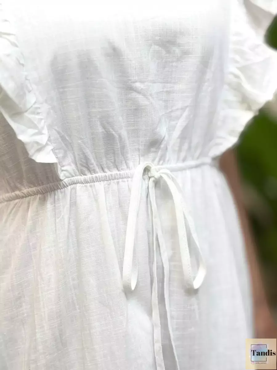 پیراهن عروسکی چین دار سفید