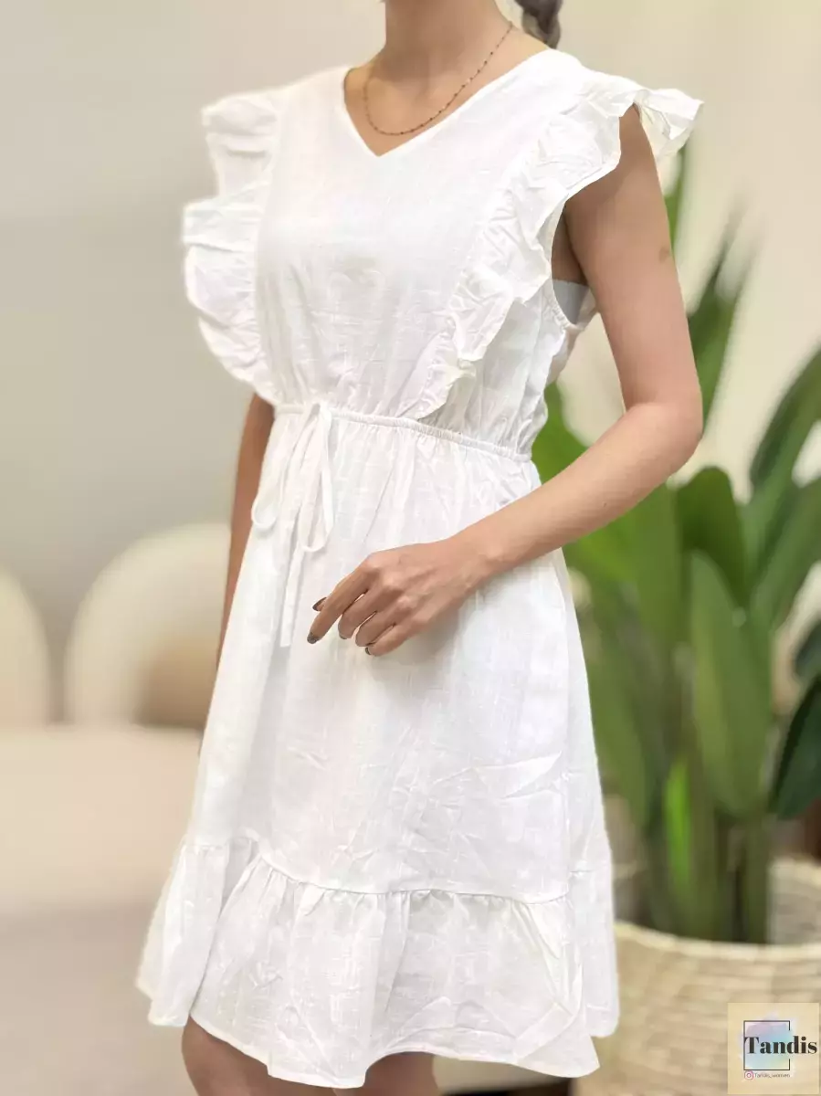 پیراهن عروسکی چین دار سفید