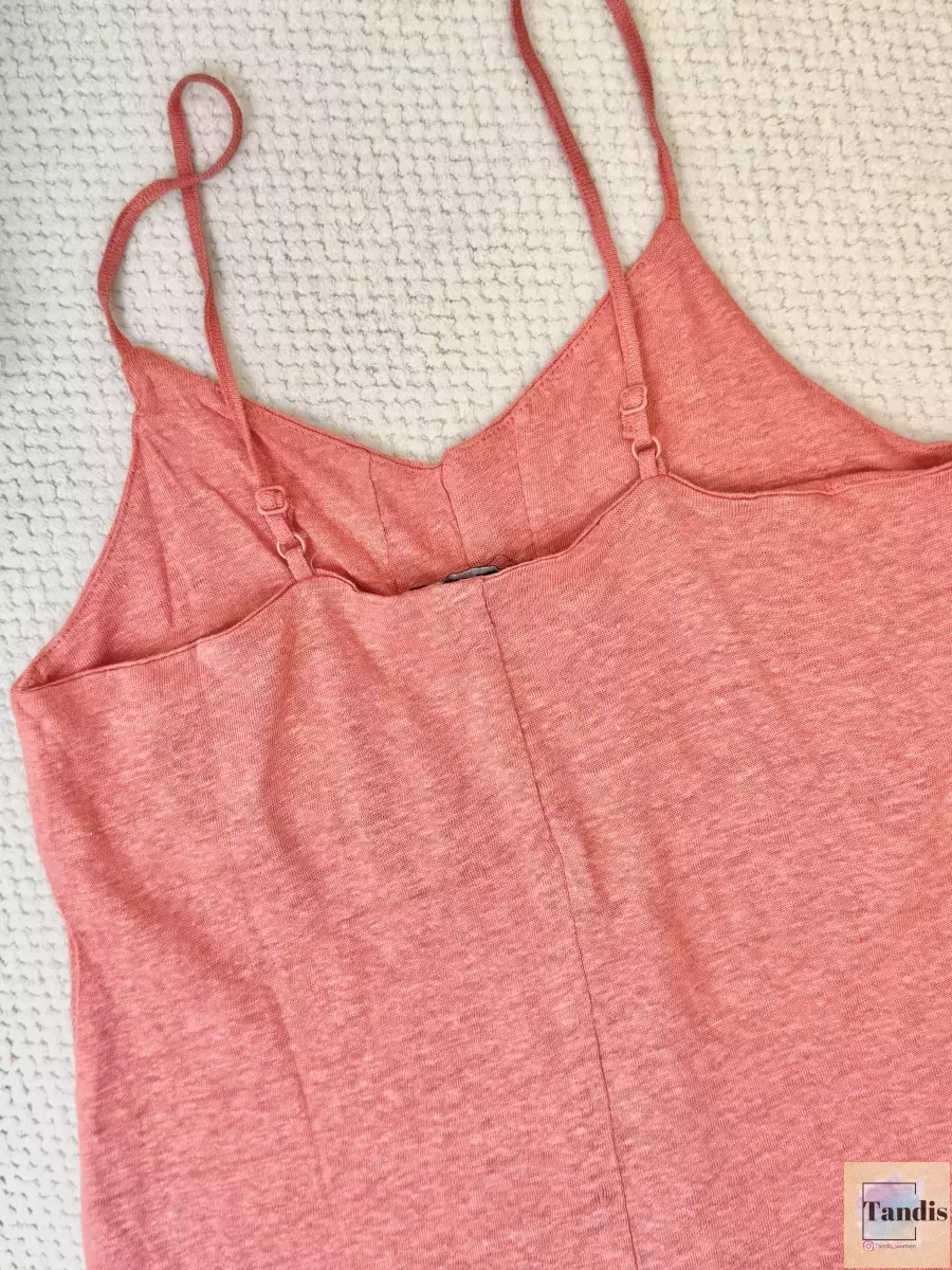 تاپ جلو دکمه گلبهی و کرم لینن