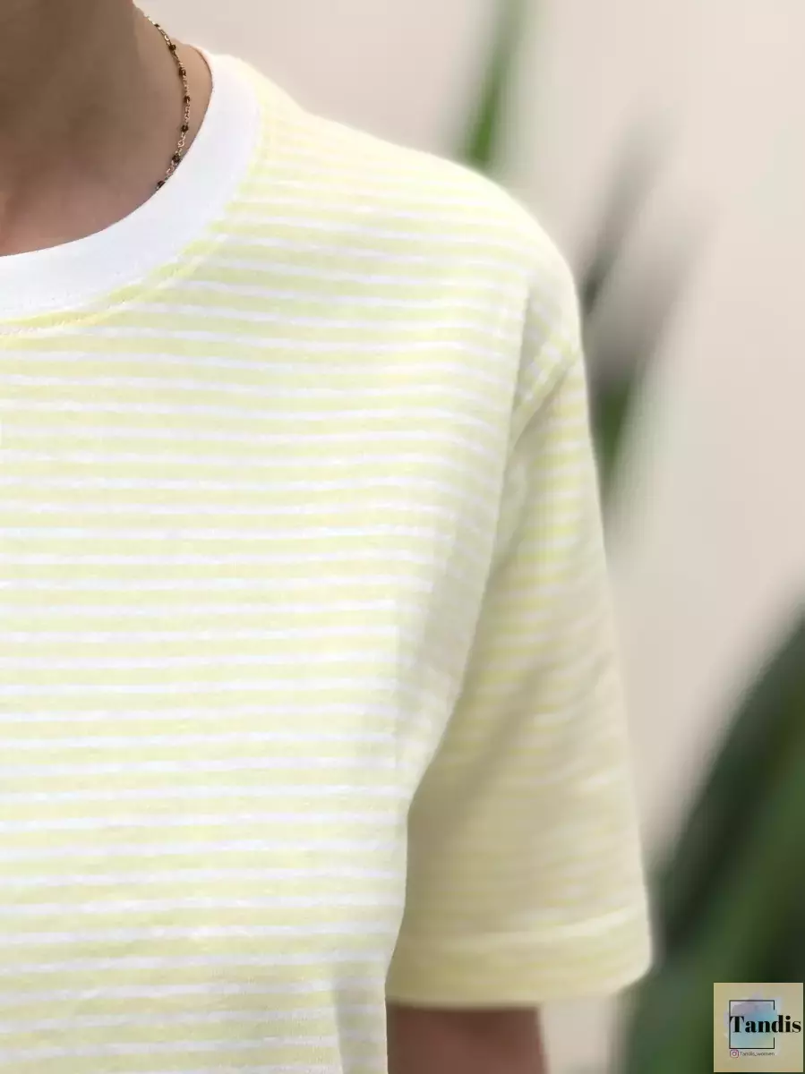 تیشرت استین کوتاه راه راه (سبز/لیمویی)