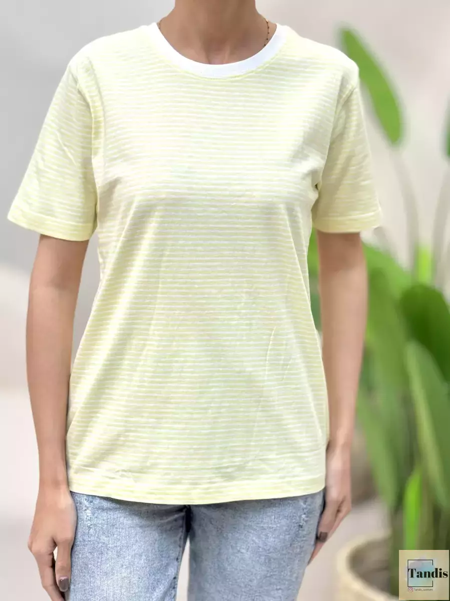 تیشرت استین کوتاه راه راه (سبز/لیمویی)