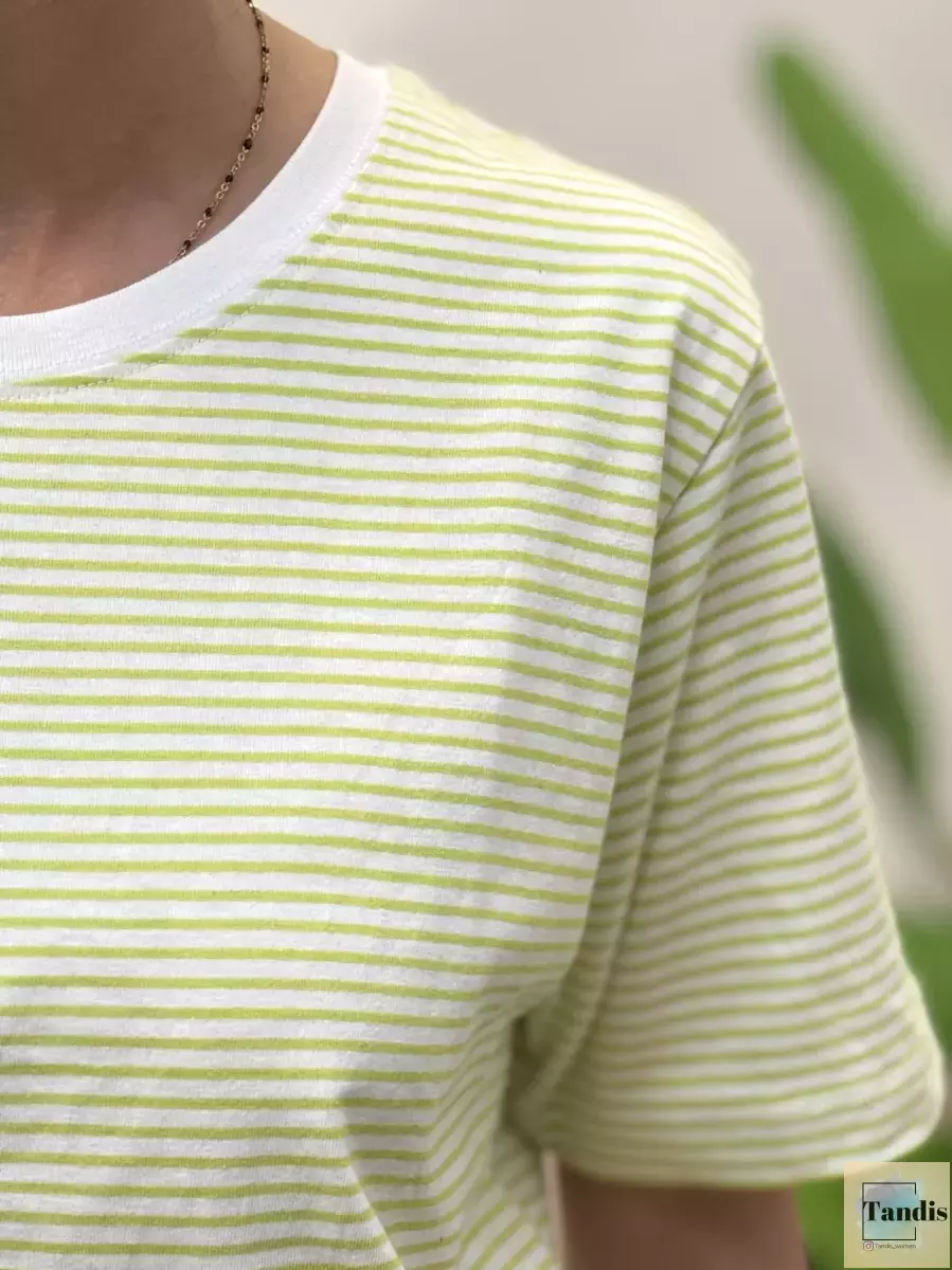 تیشرت استین کوتاه راه راه (سبز/لیمویی)