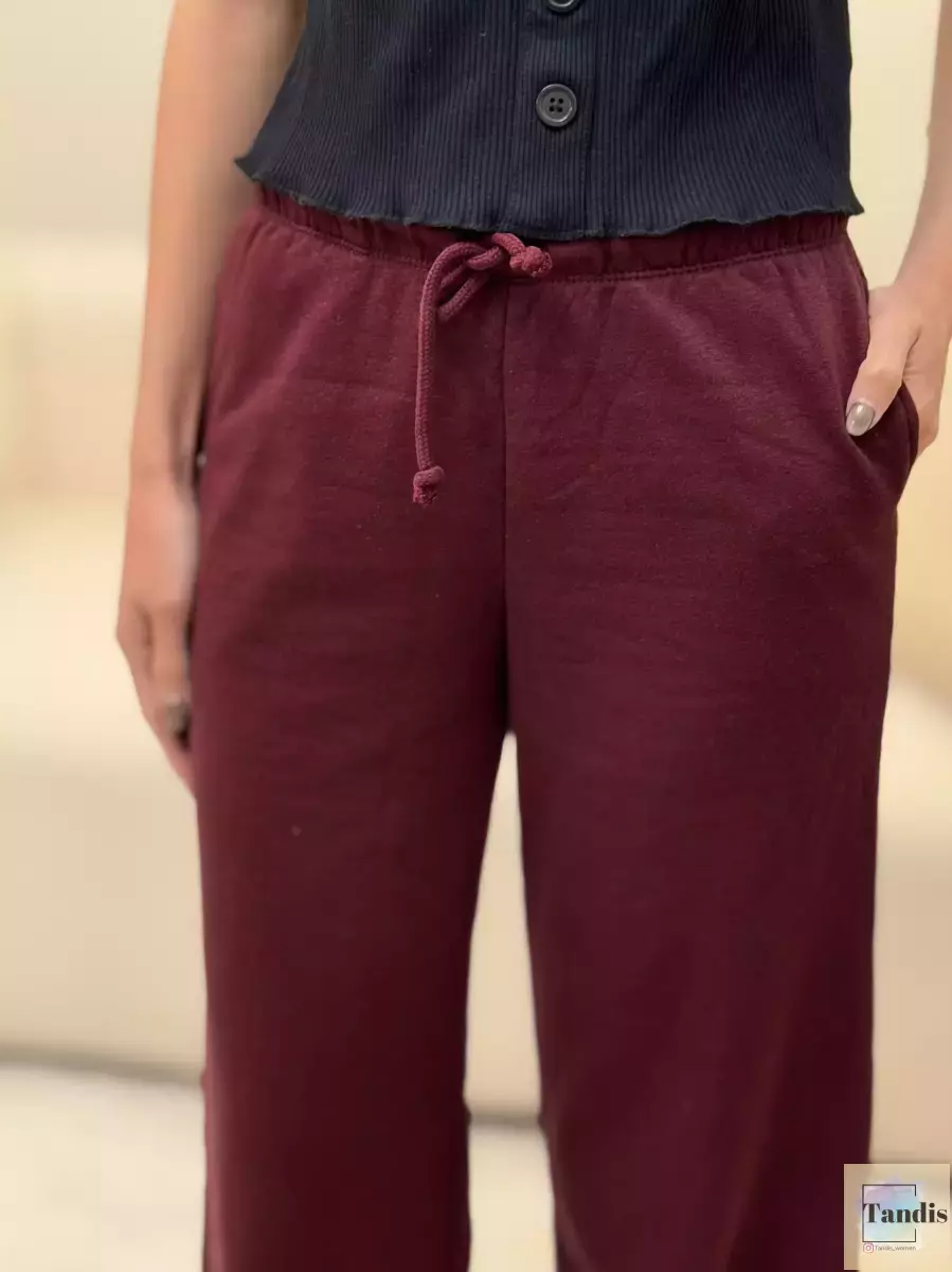 شلوار اسلش(سفید-زرشکی)