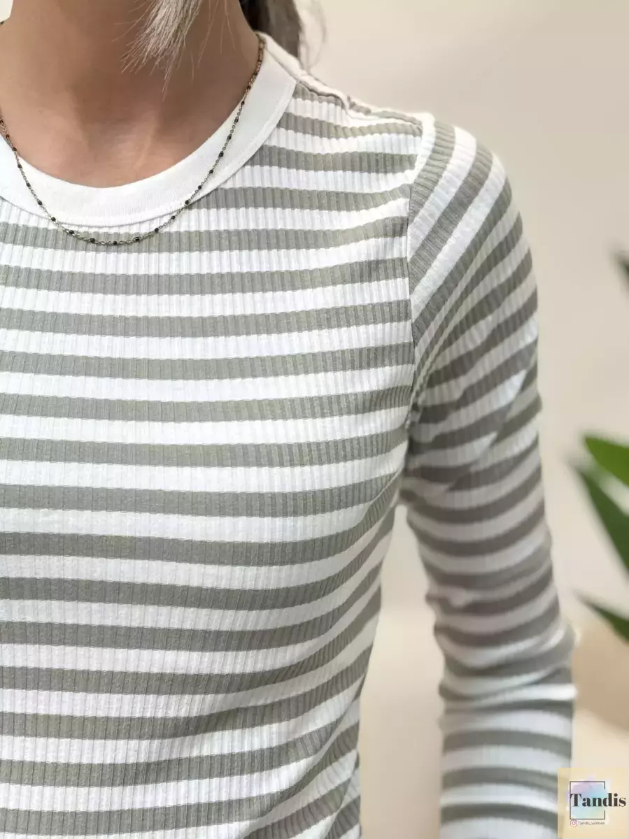 بلوز آستین بلند کبریتی راه راه جدید