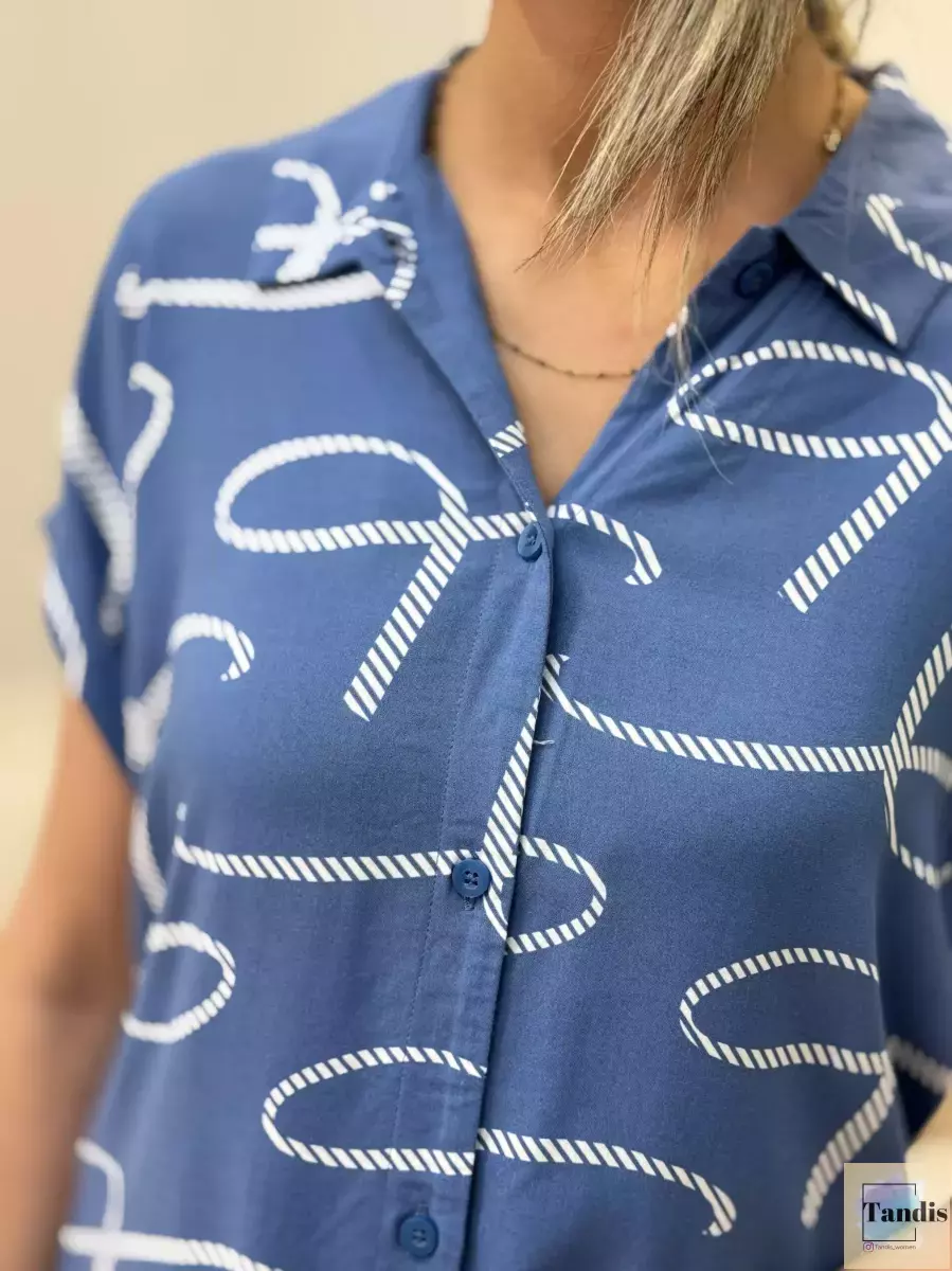 پیراهن آبی نخ ویسکوز