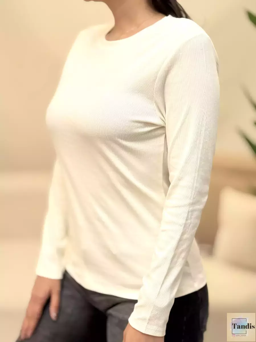 تیشرت آستین بلند کبریتی یقه گرد