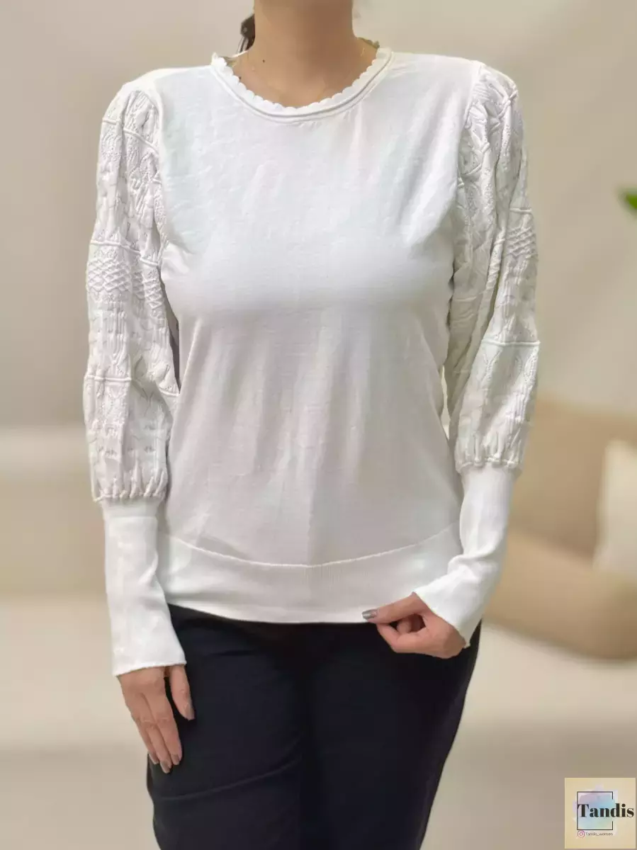 بافت آستین پفی مدل دار 3 رنگ