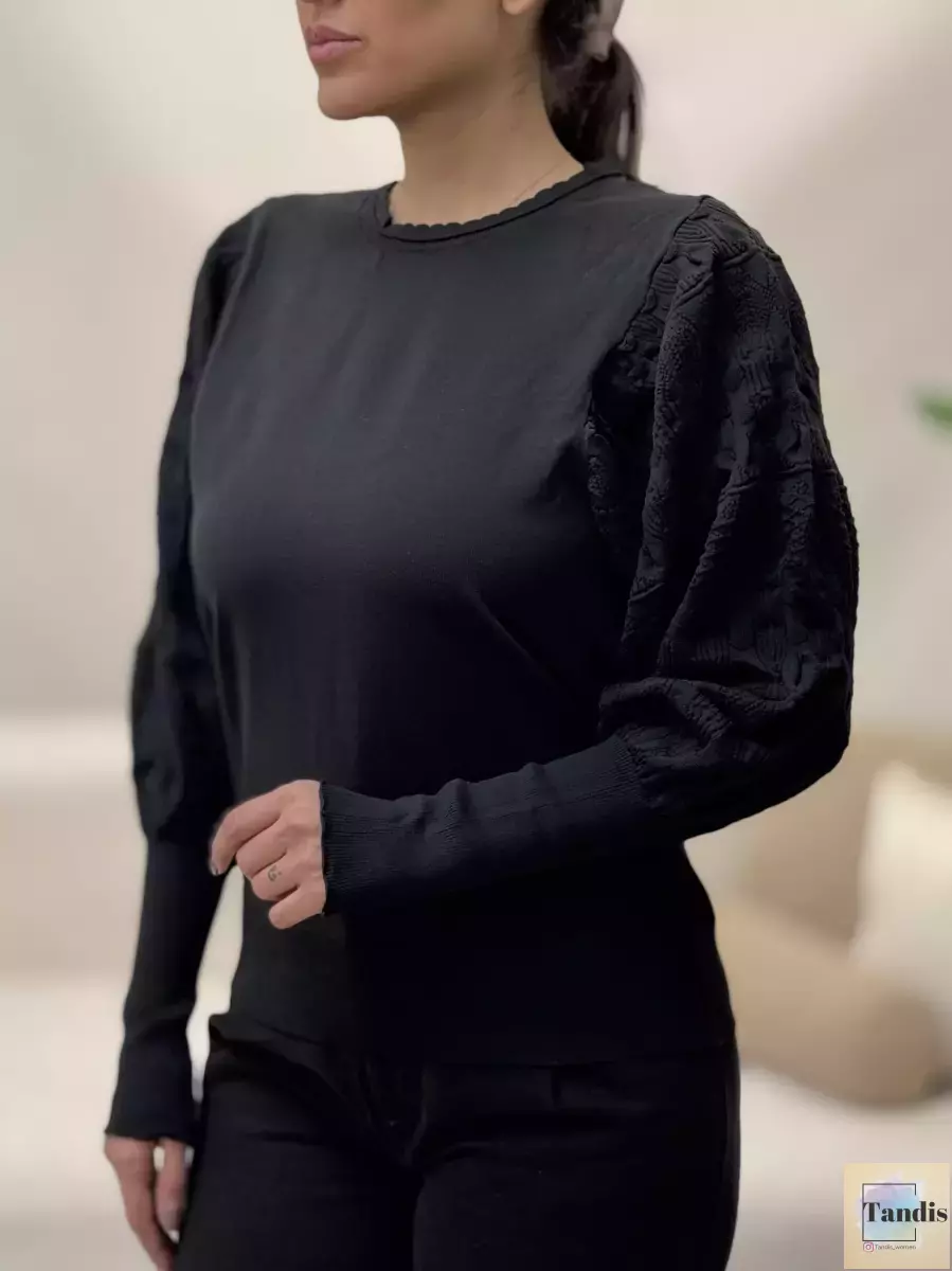 بافت آستین پفی مدل دار 3 رنگ