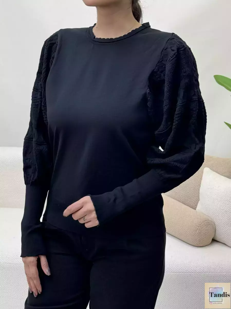 بافت آستین پفی مدل دار 3 رنگ