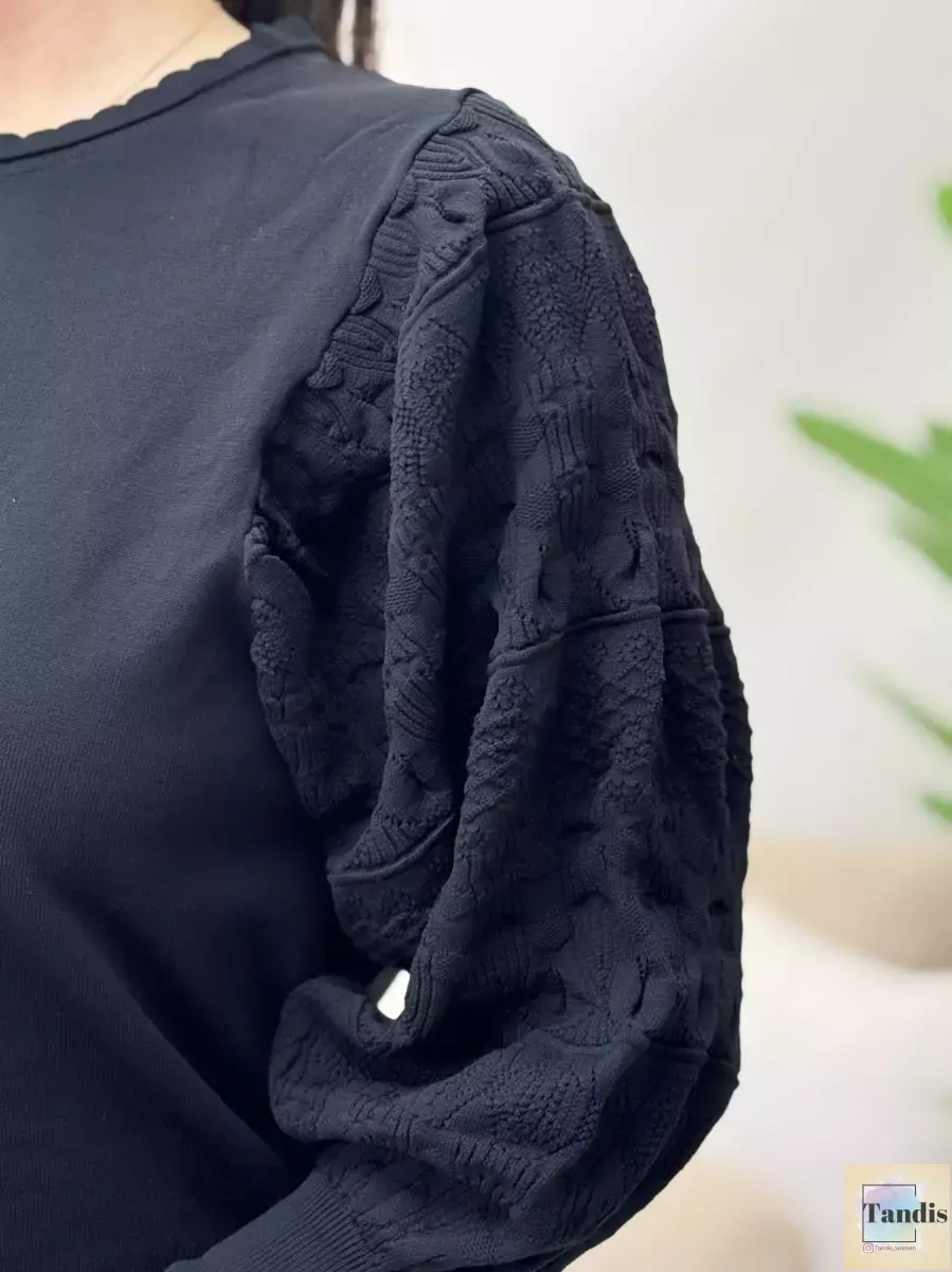 بافت آستین پفی مدل دار 3 رنگ