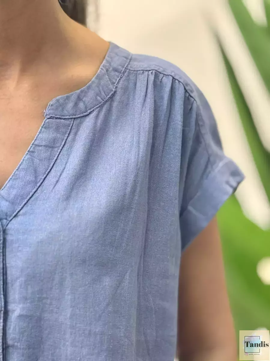 شومیز لینن آبی