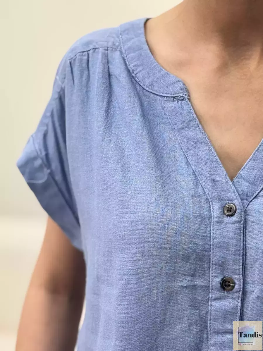 شومیز لینن آبی