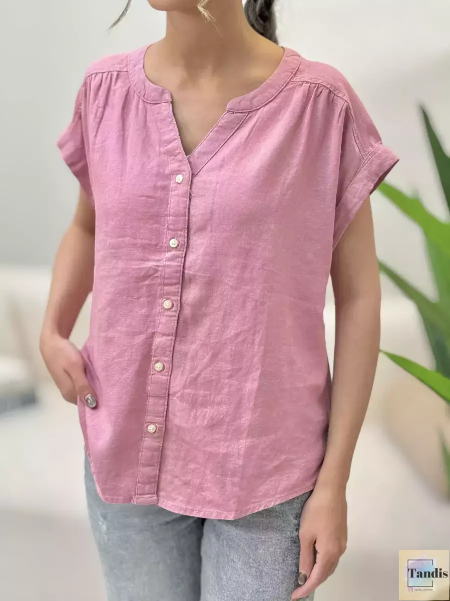 شومیز لینن صورتی