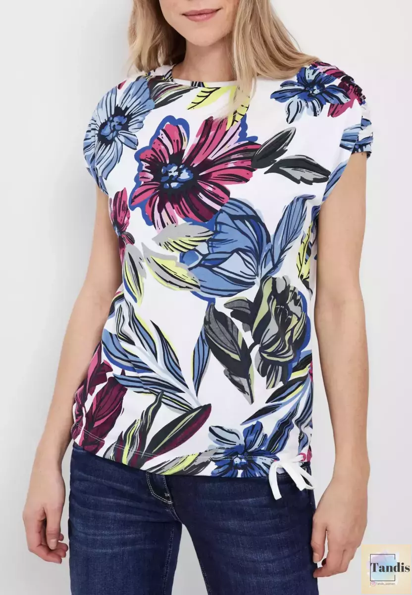 تیشرت گلدار سیسیل (سفید-سبز)