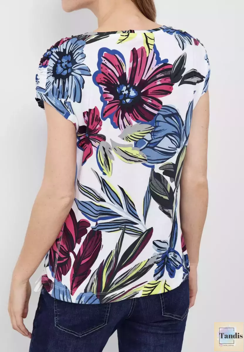 تیشرت گلدار سیسیل (سفید-سبز)