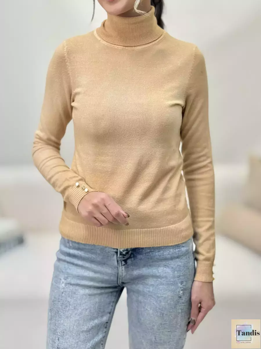 بافت یقه اسکی آستین دکمه