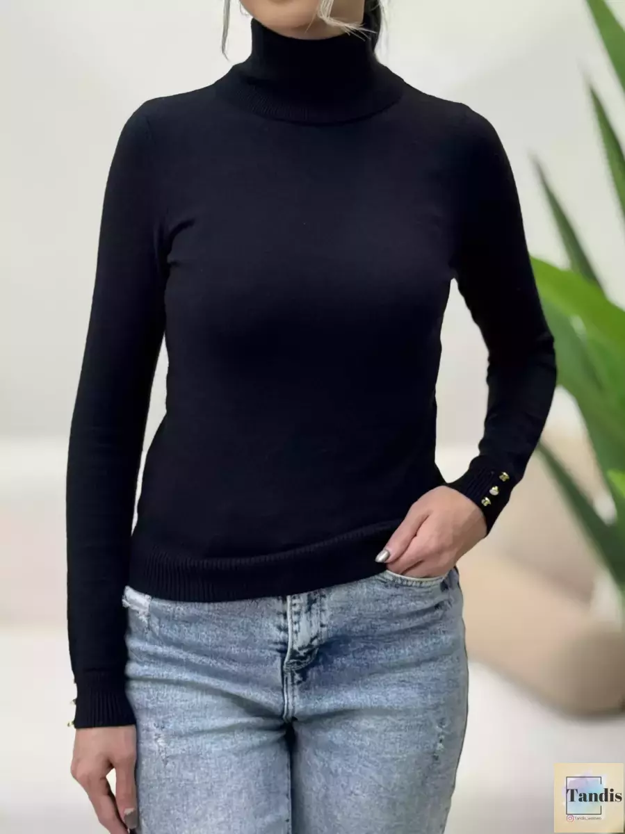 بافت یقه اسکی آستین دکمه