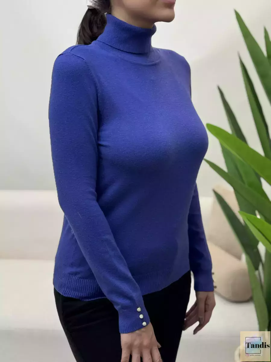 بافت یقه اسکی آستین دکمه